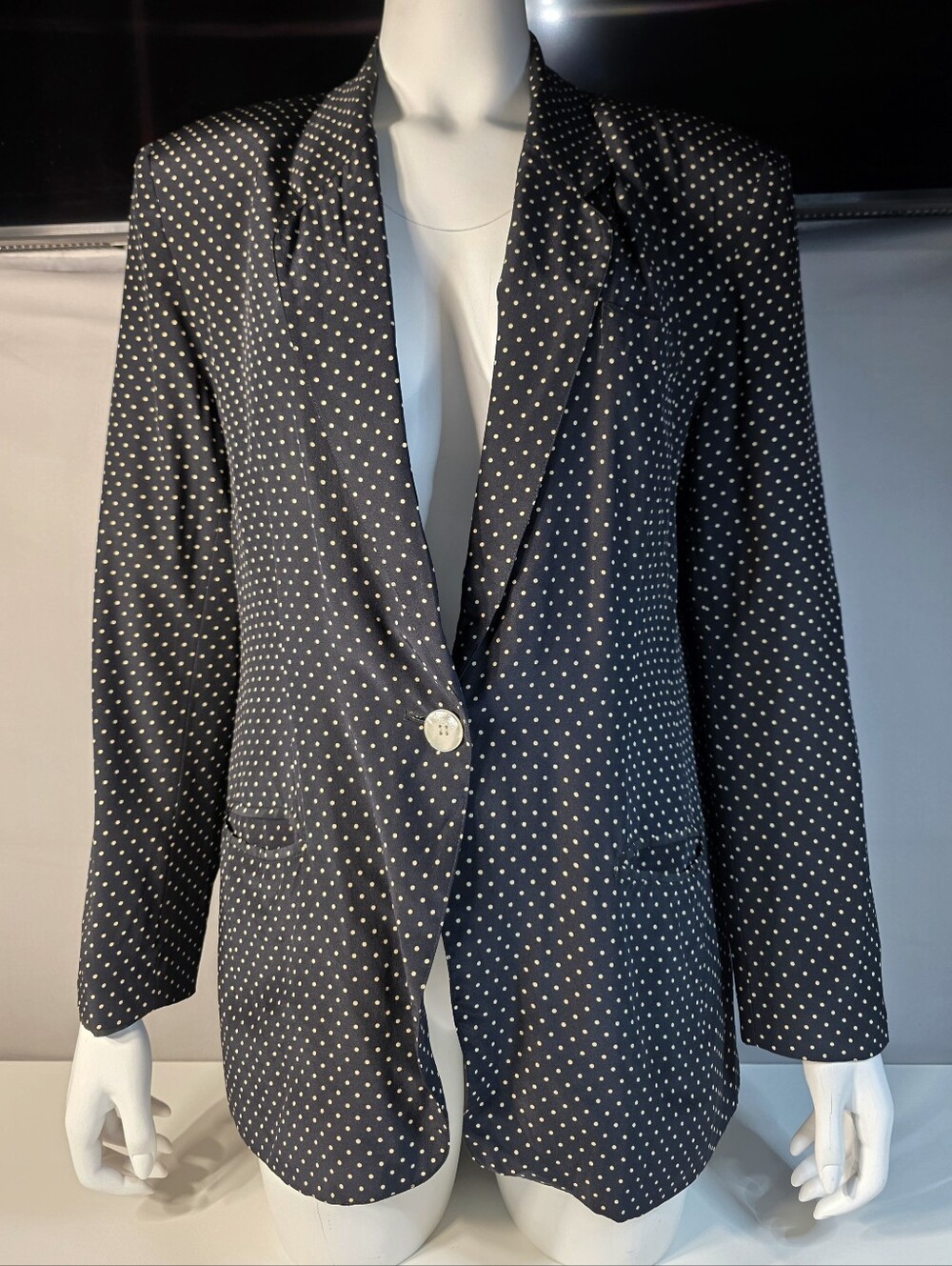 Talbots Vintage Polka Dot Single-Button Blazer 100% Silk Size 12